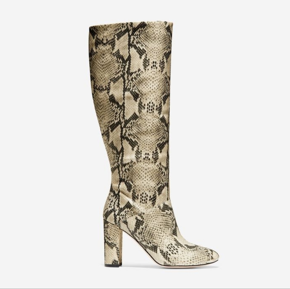 COLE HAAN Glenda Snake Embossed Leather Knee High Boot $300